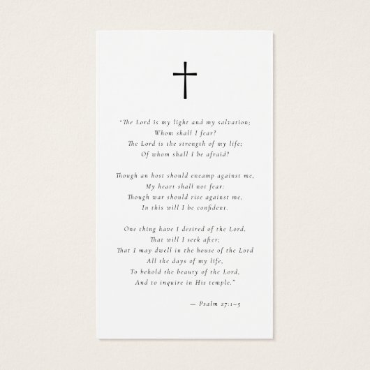 Carte de prière photo simple commémorative funérai (Dos)