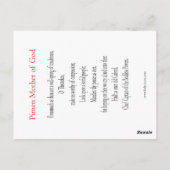 Carte de prière Pimen Mère de Dieu (Dos)