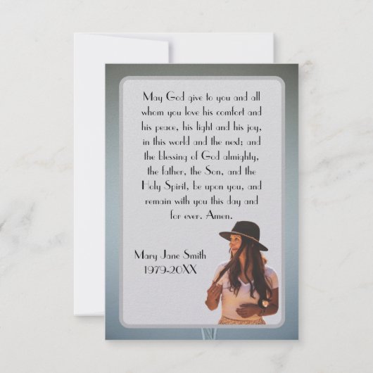 Carte de prière plate (Dos)