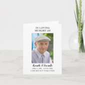 Carte de prière pliée avec photo simple de mémoria (Devant)