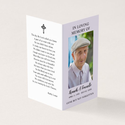 Carte de prière pliée simple pour les funérailles (Outside)