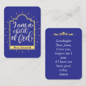 Carte de prière pour enfant personnalisée (Devant / Derrière)