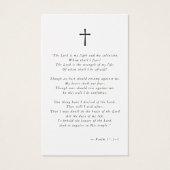 Carte de prière pour la célébration biblique de la (Dos)