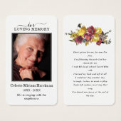 Carte de prière pour la photo florale jaune violet (Devant & derrière)