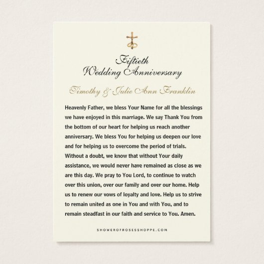 Carte de prière pour l'anniversaire du Mariage cat (Dos)