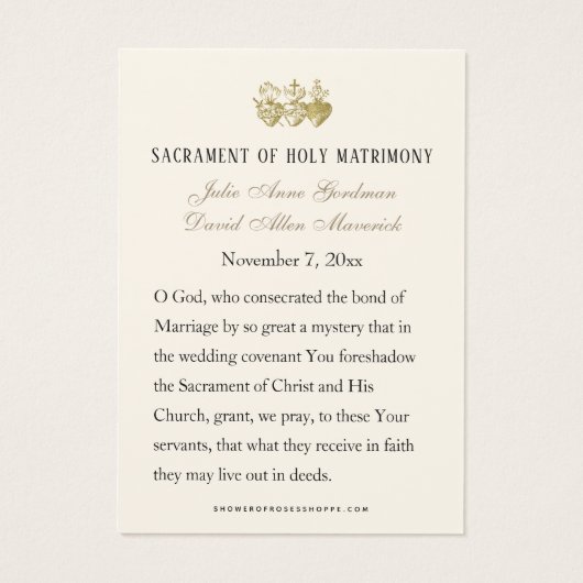 Carte de prière pour les écritures Mariages cathol (Dos)