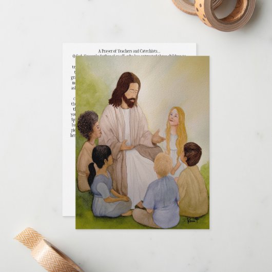 Carte de prière pour les enseignants et les catéch (Devant/Arrière en situation)
