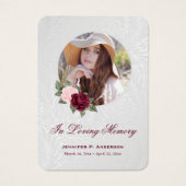 Carte de prière pour les funérailles du mémorial r (Devant)