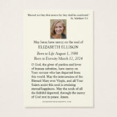 Carte de prière pour les funérailles florales de J (Dos)