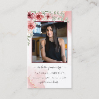 Carte de prière pour les funérailles rouges en mém