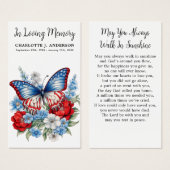 Carte de prière pour papillon patriotique Memorial (Devant & derrière)