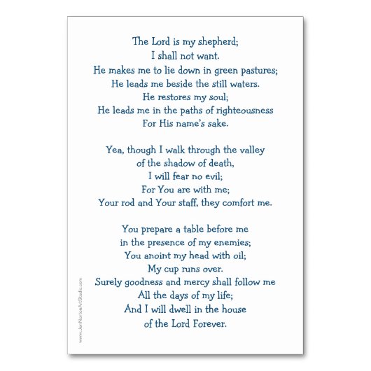 Carte de prière Psalm 23 (Dos)