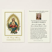 Carte de prière religieuse pour les funérailles de (Devant & derrière)