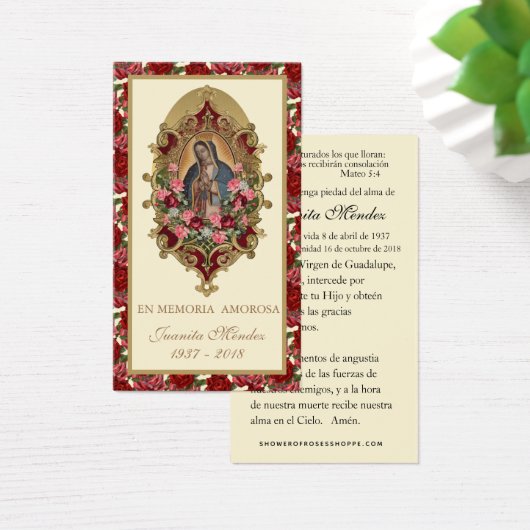 Carte de prière religieuse Rose Vierge espagnole (Bureau)