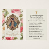 Carte de prière religieuse Rose Vierge espagnole (Devant & derrière)