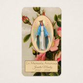 Carte de prière religieuse Vierge espagnole (Devant)