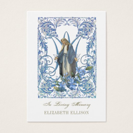 Carte de prière religieuse Vierge Marie Florale (Devant)