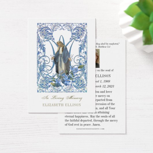 Carte de prière religieuse Vierge Marie Florale (Bureau)