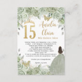Carte de prière Sage Green Floral Gold Quinceañera (Devant)