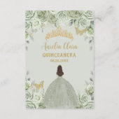 Carte de prière Sage Green Floral Gold Quinceañera (Dos)