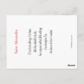 Carte de prière Saint Alexandra (Dos)