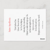 Carte de prière Saint Apollonia (Dos)