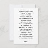 Carte de prière Saint Christopher Patron Saint de  (Dos)