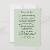 Carte de prière Saint Clare d'Assise (Dos)