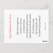 Carte de prière Saint Makarios (Dos)