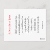 Carte de prière Saint Nicolas du Japon (Dos)