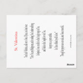 Carte de prière Saint Valentina (Dos)