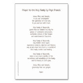 Carte de prière Sainte Famille (Dos)