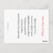 Carte de prière Sainte Marie d'Égypte (Dos)