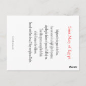 Carte de prière Sainte Marie d'Égypte (Dos)