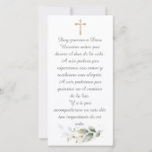 Carte de prière signet de baptême (Dos)