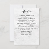 Carte de prière simple commémorative de la photo (Dos)