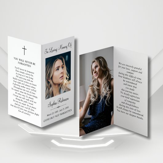 Carte de prière simple dossier photo commémoratif