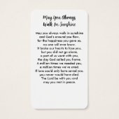 Carte de prière simple Memorial Modern Photo Sympa (Dos)