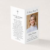 Carte de prière simple pour dossier photo de funér (Outside)