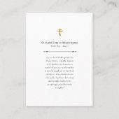 Carte de prière St. Alexis Toth de Wilkes-Barre (Dos)