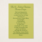 Carte de prière St Andrew Novena (Dos)