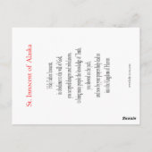 Carte de prière St. Innocent de l'Alaska (Dos)