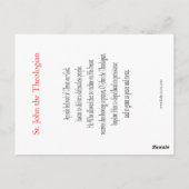 Carte de prière St. Jean le Théologien (Dos)