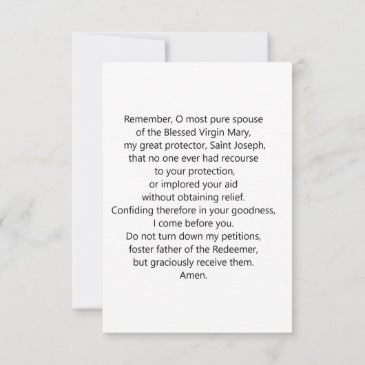 Carte de prière St Joseph (Dos)