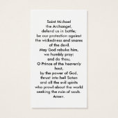 Carte de prière St Michael (Dos)