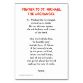 Carte de prière St. Michael Archangel (Dos)