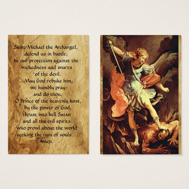 Carte de prière St. Michael l'Archange (Devant & derrière)