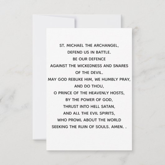 Carte de prière St Michael l'Archange (Dos)