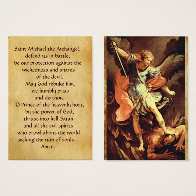 Carte de prière St. Michael l'Archange (Devant & derrière)
