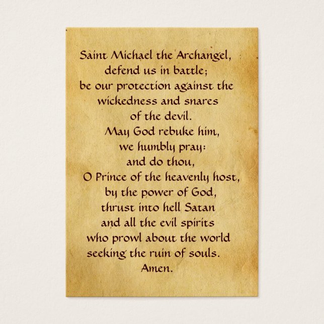Carte de prière St. Michael l'Archange (Devant)